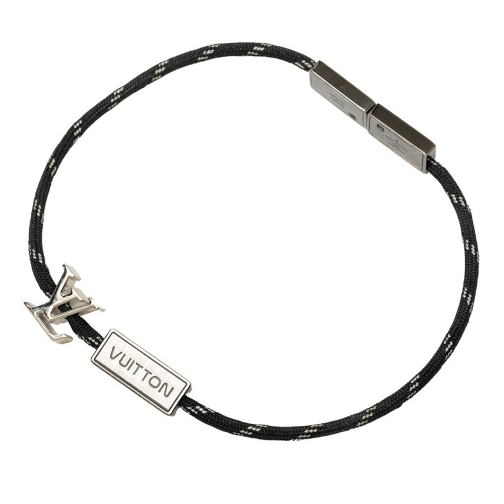 Louis Vuitton Bracelet LV Satellite Logo Plate MP2231 Silver Black Nylon Meta...